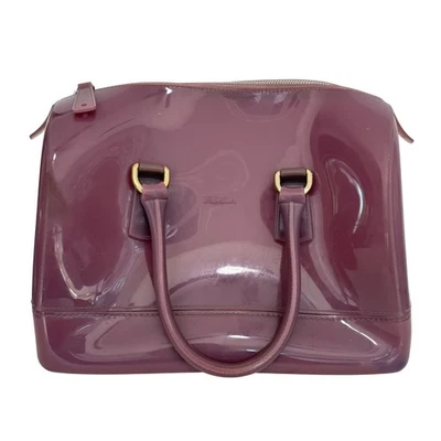 Bolso Furla Candy Púrpura Cartera Cúpula Asa Superior Hecho en Italia Monedero de Diseñador Foto 1 de 4