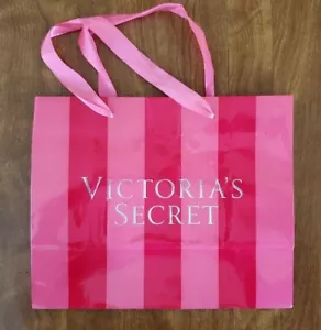 Bolso de regalo de papel pesado rosa y rojo genuino de Victoria's Secret mango de cinta rosa - Imagen 1 de 4