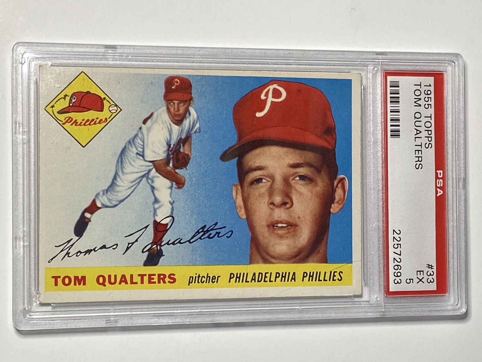 TOM QUALTERS 1955 Topps #33 Philadelphia Phillies PSA 5