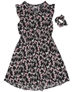 Epic Threads Big Girls Short Sleeve All Over Butterfly Print Challis Dress M  - Picture 1 of 4