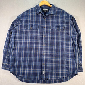 Vintage Abercrombie & Fitch Flannel Shirt Mens Large Blue Plaid Stripes Outdoor - Picture 1 of 10
