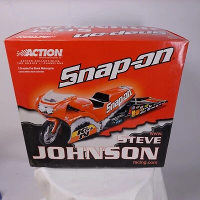 Steve Johnson Pro Stock Motorcycle 1:9 Scale Action Die Cast New - Image 1 of 4