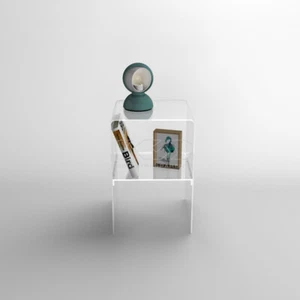 Piccolo comodino 30x20H45 con ripiano in plexiglass trasparente - Foto 1 di 4