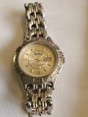 Relógio masculino Benrus resistente à água 100 pés BNW25418W novo Battey aço inoxidável - Imagem 1 de 4