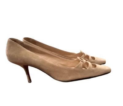 Louboutin Beige Suede Heels - Image 1 of 4