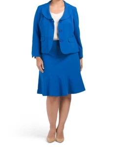 NEW LE SUIT BLUE  CAREER JACKET SKIRT SET SIZE 20 W WOMEN  $265 - Picture 1 of 3