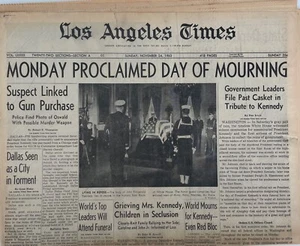 Los Angeles Times, John F. Kennedy Day of Mourning, 1963. - Bild 1 von 3