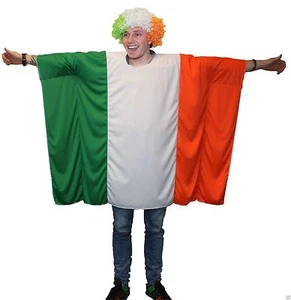 Adults Ireland Irish Flag Poncho Patriotic Supporters Fancy Dress Costume - Picture 1 of 1