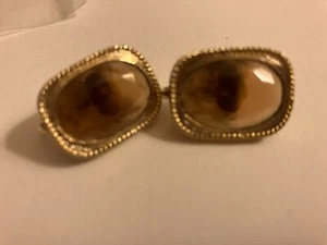 VINTAGE ESTATE brown rhinestone clip on earrings - Picture 1 of 2