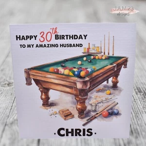 Personalised Male Snooker Pool Birthday Card 18th 21st 30th 40th 50th 60th - Picture 1 of 8