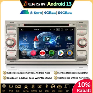 8-Kern CarPlay Android 13 Autoradio GPS CD Für Ford Focus S/C-Max Fiesta Transit - Bild 1 von 21