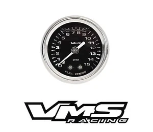 VMS Racing 0-15 Psi SBC BBC Chevy Carb Fuel Pressure Gauge 1/8" - Black - Picture 1 of 5