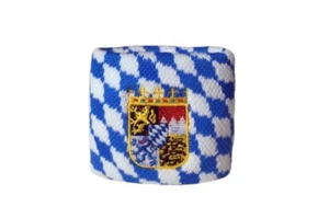 Schweißband Fahne Flagge Deutschland Bayern mit Wappen 7x8cm Armband für Sport - Picture 1 of 1