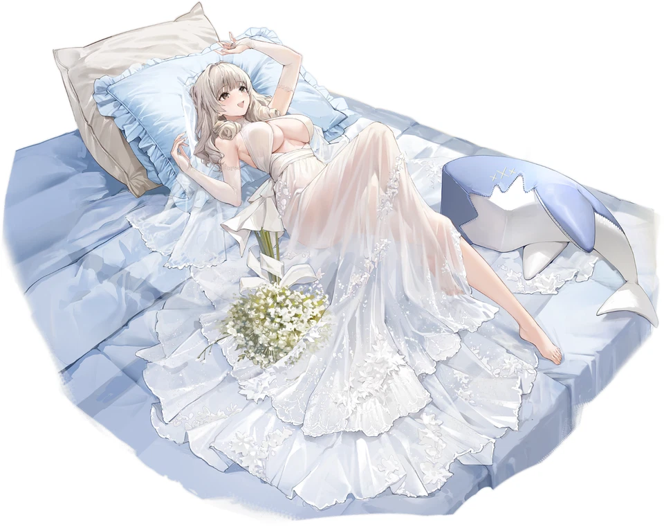 Azur Lane Lützow Wedding Weatherproof Anime Sticker 3" Set of 2 Car Decal - Image 1 of 1
