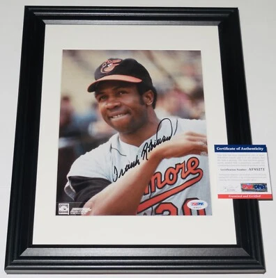 FRANK ROBINSON AUTOGRAPHED 8X10 COLOR PHOTO (FRAMED & MATTED) - PSA DNA! - Image 1 of 2