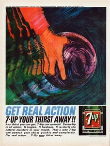 Publicidad impresa 7 Up Bowling 1964 Bob Peak Illustration revista página completa 10,5"x13,5" - Imagen 1 de 1
