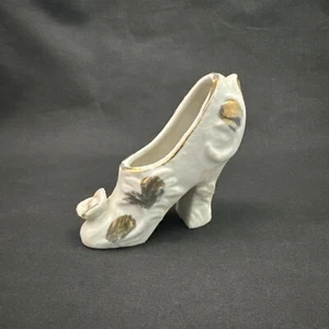 Mini Porcelain High Heel Shoe with Flowers - 3.75" Long Marked Japan - Picture 1 of 9