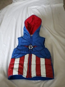 Captain America Puffer Winter Vest for Boys Size 4T Marvel In VGC  - Picture 1 of 7