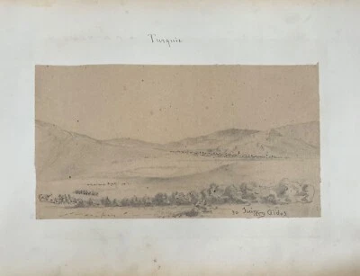 RARE DESSIN  1859 PAYSAGE MONTAGNE AIDOS  TURQUIE CARNET DE VOYAGE - Photo 1/2