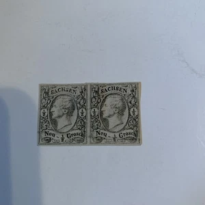 Briefmarken Sachsen Paar MiNr.8* - Bild 1 von 2