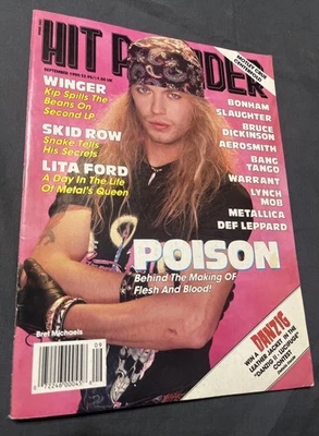 Hit Parader Magazine September 1990 Bret Michaels Poison Motley Crue Centerfold - Image 1 of 4