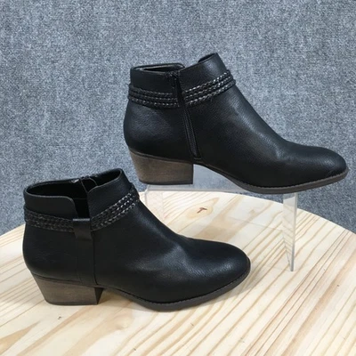 Style & Co. Botas Mujer 9.5 M Fellicity Botín Negro Imitación Cuero Bloque Foto 1 de 4