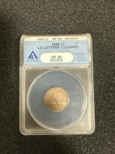 1858 VF30 Details Large Letters Flying Eagle Cent Anacs Type Coin Nice Rare - Picture 1 of 4