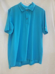 Izod Golf Polo Shirt Men's L Light Blue Solid Color Polyester Blend - Picture 1 of 6