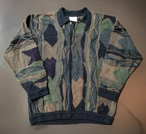 Vintage Coogi Australia 90s 3D Knit Wool Sweater Unisex Bold Rare Jumper XL - Picture 1 of 7