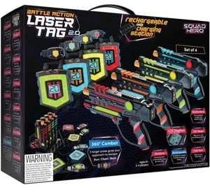 Squad Hero Laser Tag Ricaricabile Sensori 360° + LCD Innovativi, Set di 4 (Nuovi) - Foto 1 di 8