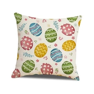 Easter Pillow Covers 18x18 inch Happy Easter Eggs Throw Pillow Covers Eggs - Picture 1 of 7