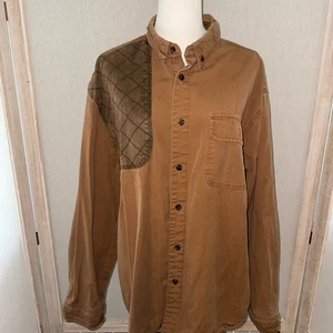 Camicia uomo caccia/tiro rang marrone con bottoni e toppa trapuntata - Foto 1 di 12