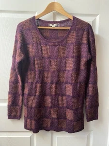 Lucky Brand Pullover Pulli Damen S Burgund Eckig Strick Rundhals Langarm - Bild 1 von 7
