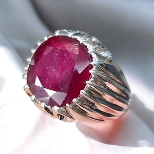Big Natural Ruby Ring, Mens Ruby Ring, Handmade Ring, 925 Solid Sterling Silver, - Picture 1 of 4