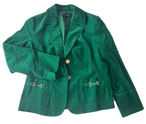 Talbots Cord Blazer Damen 6P Petite Grün Gold Metall Frühling Preppy Karriere - Bild 1 von 10