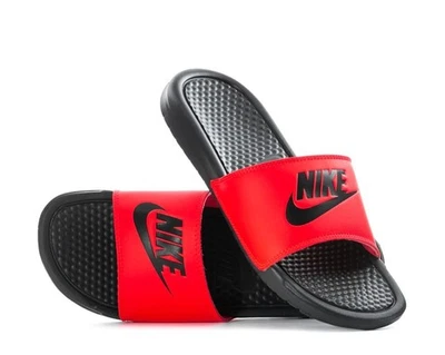 Nike Benassi JDI Just Do It Slides Sandalias Zapatillas Rojo Negro Talla 9 343880-605 Foto 1 de 4