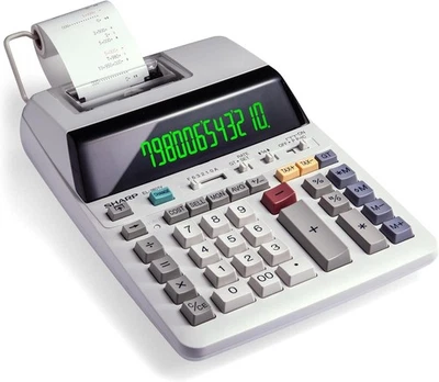 Sharp EL-1801V Ink Printing Calculator, 12-Digit LCD, AC Powered, Off-White - Image 1 of 4