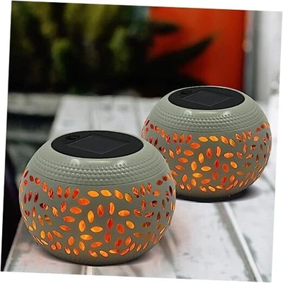 Solar Table Lanterns Outdoor Waterproof-2PACK Dancing Flickering White-2PACK - Image 1 of 4
