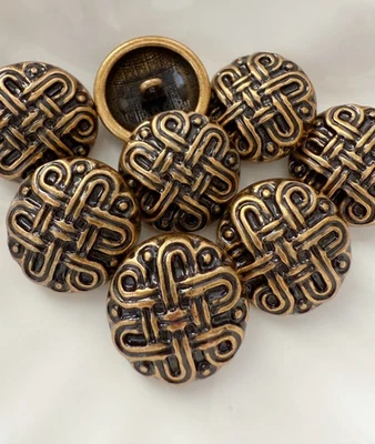 6PC Antiqued Bronze Knot Metal Buttons Shank Crafts Sewing Buttons 23mm 7/8" - Image 1 of 3