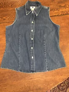 Camicia M senza maniche Gap Euc denim blu abbottonata - Foto 1 di 8
