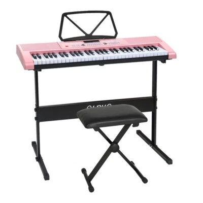 Alpha 61 Keys Electronic Piano Keyboard Digital Electric w/ Stand Stool Pink - image 1 of 4