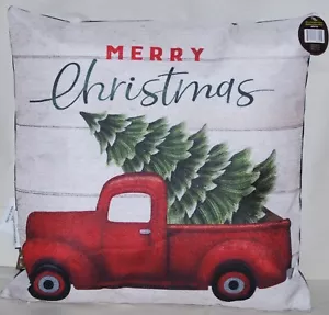 "Merry Christmas Truck" Decorative Briarwood Lane Indoor/Outdoor Winter Pillow - Picture 1 of 8