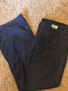 Women's VGUC DAISY FUENTES Sz 12 Dark Blue Mid Rise Flare Jeans - Picture 1 of 8