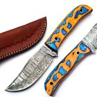 Custom Made Damascus Hunting Knife - Hand Forged Damascus Steel Blade Dam238