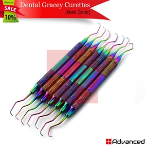7 Stck. Dental Gracey Küretten Subgingival Kalkulus Entfernung Skalierer Labor mehrfarbig - Bild 1 von 10
