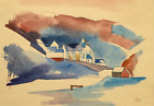 Joachim Lutz, "BERGDORF" watercolor, Weimar L. Feininger, P. Klee, 1932 BAUHAUS