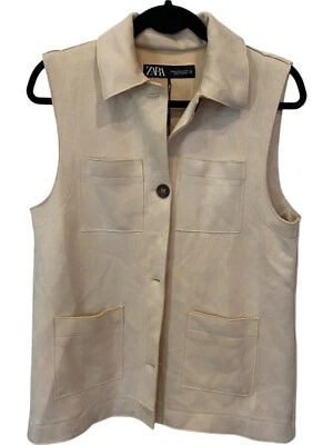 Camisa Top Chaleco Zara Mujer Imitación Gamuza Talla XS Marrón Tostado Sin Mangas 3046/289 Nueva con Etiquetas Foto 1 de 4