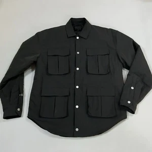Richie Le Collection Pocket Nylon Overshirt Snap Dark Gray Quilted Men’s M EUC - Picture 1 of 17
