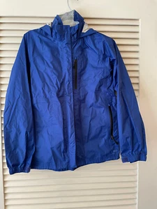 Excellent boys REI blue rain jacket windbreaker, Large (14-16), hooded, full zip - Picture 1 of 8