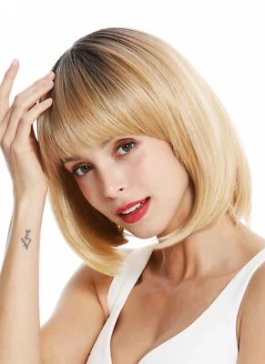 Perruque Femme Carré Court Frange Ombre Balayage Dunkle Approches Blond Méché - Photo 1/4